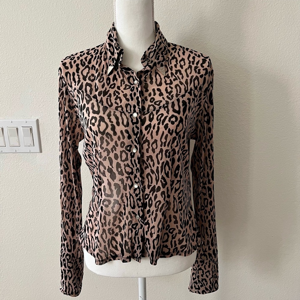 Leopard Print Button-Up Blouse